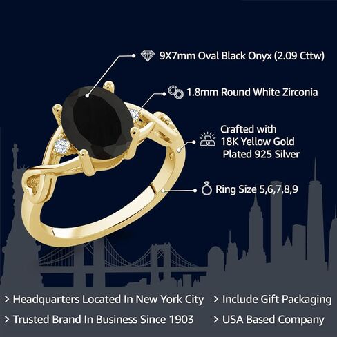 Gem Stone King 3-Stone Gemstone Birthstone Ring for Women | 18K Yellow Gold Plated Silver | Oval 9X7MM | Three Stone Wedding Engagement Anniversary Promise Ring For Women in Saudi Arabia