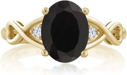 Gem Stone King 3-Stone Gemstone Birthstone Ring for Women | 18K Yellow Gold Plated Silver | Oval 9X7MM | Three Stone Wedding Engagement Anniversary Promise Ring For Women in Saudi Arabia