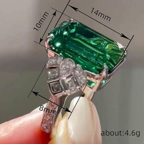 Geometric Green Cubic Zirconia Women's Rings for Anniversary Party Luxury Temperament Jewelry in Saudi Arabia