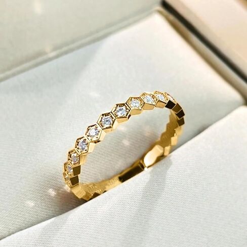 1Pc Honeycomb Full Diamond Zircon Ring Fashionable Fine Jewelry Gift For Women Birthday Gifts Dating Daily Wear in Saudi Arabia