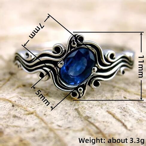 Vintage Delicate Oval Blue Cubic Zirconia Ring Lady Graceful Jewelry for Anniversary in Saudi Arabia