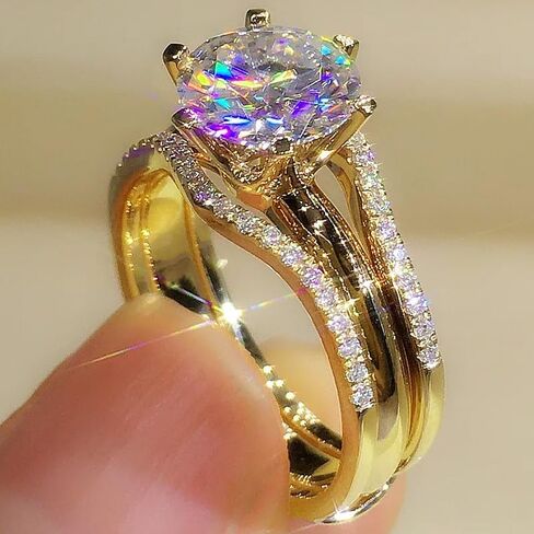 Elegant Women's Round Cubic Zirconia Ring with Classic 6-Prong Setting in Saudi Arabia