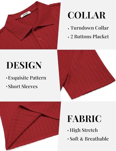 COOFANDY Mens Polo Shirt Textured Knit Button Casual Short Sleeve Summer Vacation Beach Stretchy Golf Shirts in Kuwait