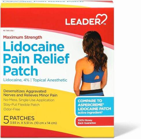ليدوكائين بقوة قصوى 4% لتخفيف الآلام، سريع المفعول، تخفيف مستهدف للظهر والرقبة والكتفين والركبتين والمرفقين وتهيج الجلد الطفيف، خالي من الرائحة، 5 رقع in Kuwait
