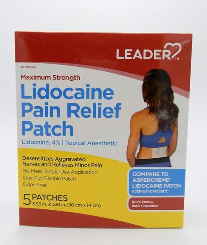 ليدوكائين بقوة قصوى 4% لتخفيف الآلام، سريع المفعول، تخفيف مستهدف للظهر والرقبة والكتفين والركبتين والمرفقين وتهيج الجلد الطفيف، خالي من الرائحة، 5 رقع in Kuwait