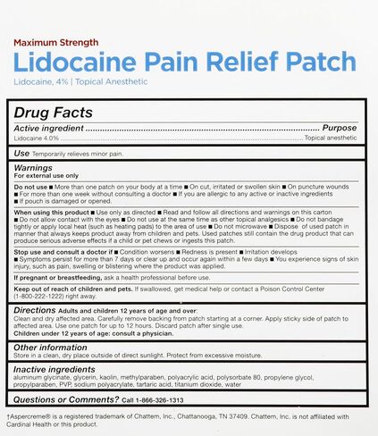 ليدوكائين بقوة قصوى 4% لتخفيف الآلام، سريع المفعول، تخفيف مستهدف للظهر والرقبة والكتفين والركبتين والمرفقين وتهيج الجلد الطفيف، خالي من الرائحة، 5 رقع in Kuwait