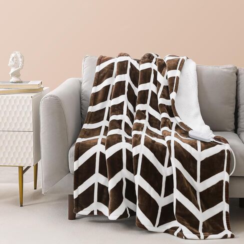 VENTIMI Electric Blanket Heated Throw, 50" x 60" Heated Blanket with 5 Heat Levels & 3 Hours Auto Off, Fast Heating Blanket with ETL & FCC Certification, Coffee in Saudi Arabia