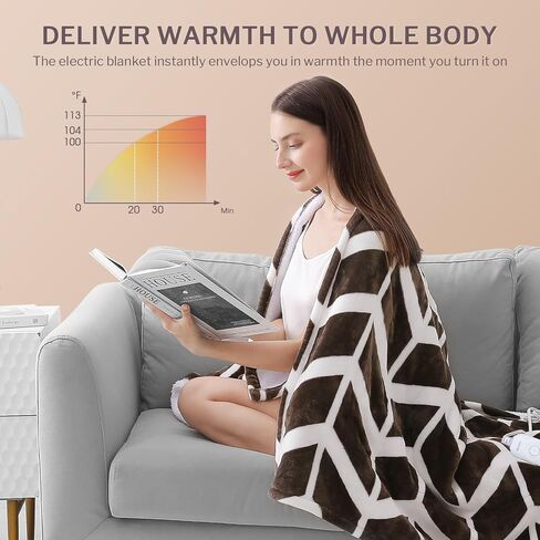VENTIMI Electric Blanket Heated Throw, 50" x 60" Heated Blanket with 5 Heat Levels & 3 Hours Auto Off, Fast Heating Blanket with ETL & FCC Certification, Coffee in Saudi Arabia