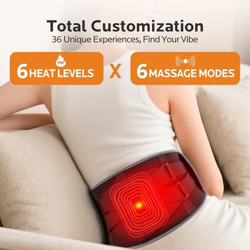 وسادة تسخين لتخفيف آلام الظهر: وسادة تسخين لاسلكية بقدرة 7000 مللي أمبير في الساعة لتدليك أسفل الظهر مع 6 حرارة و6 اهتزازات - وسادة تسخين محمولة قابلة لإعادة الشحن للنساء والرجال in Kuwait