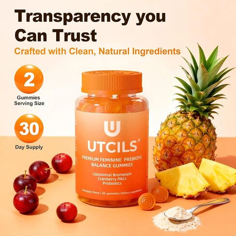 علكات Liposomal Premium للتوازن الأنثوي، علكات بروبيوتيك متقدمة للنساء مع البروميلين والتوت البري - دعم توازن درجة الحموضة الثلاثي المستهدف، 30B CFU ثابت على الرف، خالي من السكر 60 قطعة in Kuwait
