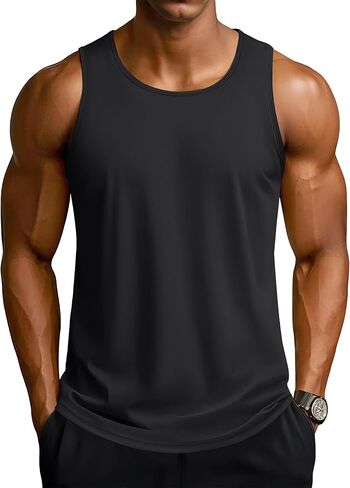 TACVASEN Men's UPF 50+ SPF Workout Sleeveless Shirts Quick Dry Muscle Shirt Lightweight Running Tank Tops in Saudi Arabia
