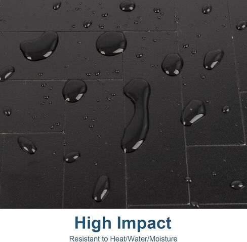yipscazo متعرجة قشر وعصا باكسبلاش لجدار المطبخ، 10 أوراق عصا مقاومة للحرارة على باكسبلاش PVC البلاط الذكي، 12 بوصة أسود مقاوم للماء قشر وعصا بلاط للحمام in Kuwait