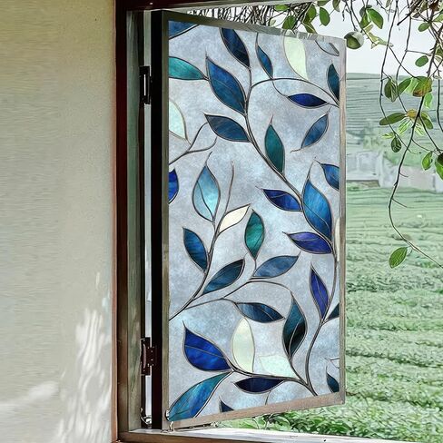 Static Cling Window Sticker 17.7x39.3 inch Stained Glass Window Film Static Cling Home Decoration Window Cover for Room Decor Home Office Glass Partitions in Saudi Arabia