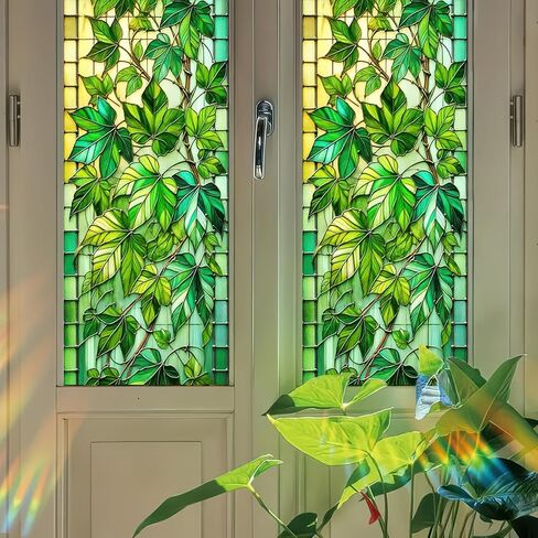 Static Cling Window Sticker 17.7x39.3 inch Stained Glass Window Film Static Cling Home Decoration Window Cover for Room Decor Home Office Glass Partitions in Saudi Arabia