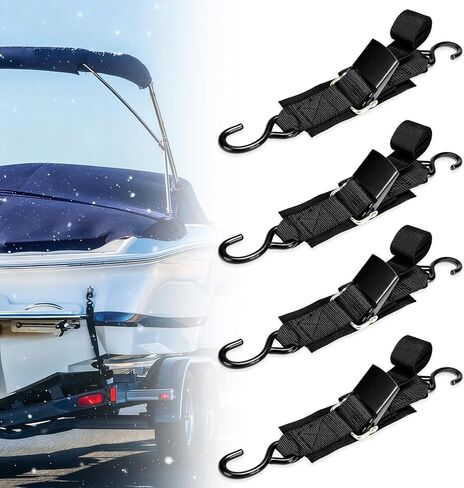 Boat Trailer Tie Downs Strap, Marine Transom Adjustable Quick Release Buckle Anti-Scratch Hooks for Pontoon Jet ski, 47" L (2 PCS) in Kuwait