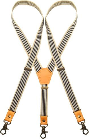 Suspenders for Men with Bronze Snap Hooks Y Back Adjustable Braces with Leather in Saudi Arabia
