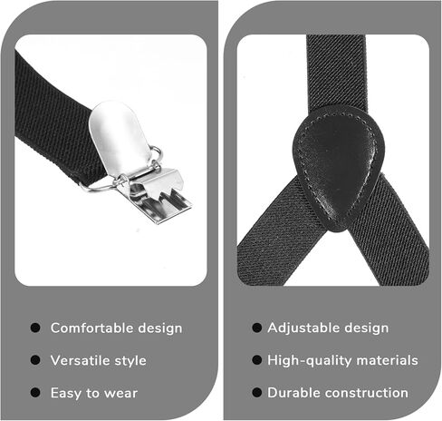 حمالات رجالي سوداء، حمالات سهرة قابلة للتعديل مع 3 مشابك معدنية، حمالات رجالي على شكل حرف Y شديدة التحمل، حمالات رجالية للسراويل in Kuwait