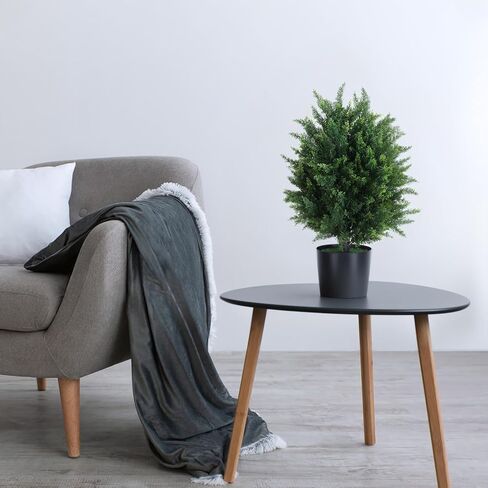 قطعتان من الشجيرات المزيفة، 21.6 بوصة مقلد السرو بونساي، شجرة السرو الكروية الاصطناعية، شجيرات صناعية بوعاء نباتات شجيرات صناعية مع وعاء أسمنتي لديكور الشرفة الأمامية للمنزل باللون الأخضر in Kuwait