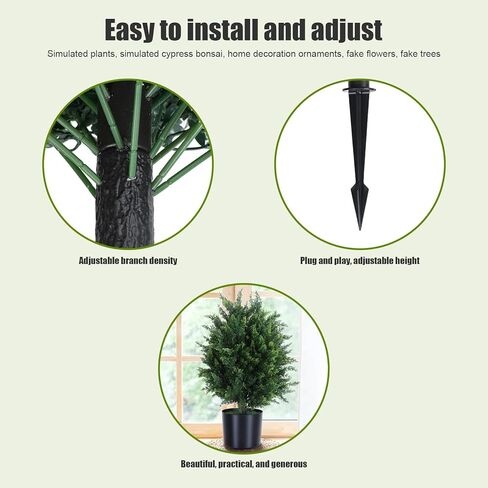 قطعتان من الشجيرات المزيفة، 21.6 بوصة مقلد السرو بونساي، شجرة السرو الكروية الاصطناعية، شجيرات صناعية بوعاء نباتات شجيرات صناعية مع وعاء أسمنتي لديكور الشرفة الأمامية للمنزل باللون الأخضر in Kuwait