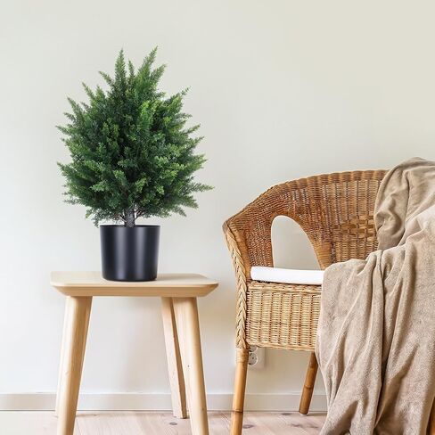 قطعتان من الشجيرات المزيفة، 21.6 بوصة مقلد السرو بونساي، شجرة السرو الكروية الاصطناعية، شجيرات صناعية بوعاء نباتات شجيرات صناعية مع وعاء أسمنتي لديكور الشرفة الأمامية للمنزل باللون الأخضر in Kuwait