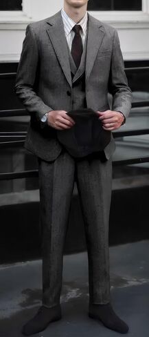 Retro 3 Pieces Men Suit Tweed Herringbone Suits for Men Formal Wool Jacket Dress Suit Vest Pants Wedding Prom Tuxedo in Saudi Arabia