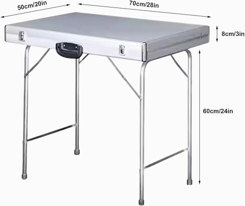 عربة عرض مجوهرات كبيرة محمولة من الألومنيوم، صندوق منظم لتخزين المجوهرات قابل للطي مع عجلات، حقيبة عرض صغيرة متنقلة لأكشاك السوق والبوتيكات والاستوديوهات (70 × 50 سم / 27.6 × 19.7 بوصة) in Kuwait
