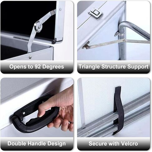 عربة عرض مجوهرات كبيرة محمولة من الألومنيوم، صندوق منظم لتخزين المجوهرات قابل للطي مع عجلات، حقيبة عرض صغيرة متنقلة لأكشاك السوق والبوتيكات والاستوديوهات (70 × 50 سم / 27.6 × 19.7 بوصة) in Kuwait