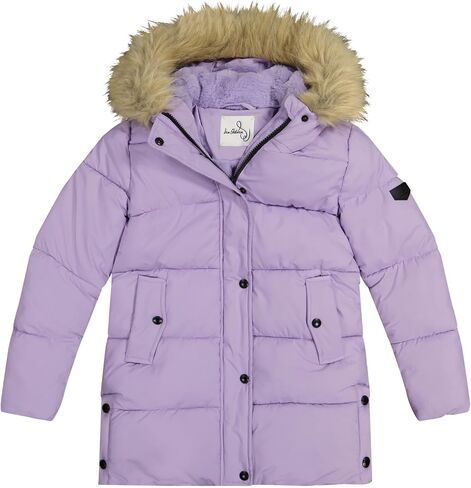 Sam Edelman Girls' Winter Puffer Coat - Faux Fur Hood, Warm Polyester Jacket in Saudi Arabia