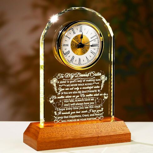 Ornalrist Meaningful Son Glass Clock Gifts from Mom Dad to My Son Crystal Clock Birthday Keepsake with Wooden Light Base Gifts for Son Adult on Graduation Christmas Fathers Day Home Table Decor in Saudi Arabia