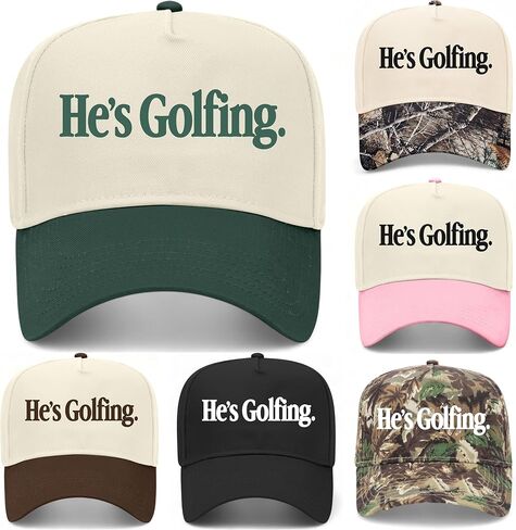 He's Golfing Hat | Golf | Premium Adjustable Snapback Baseball Vintage Trucker Hats for Men & Women in Saudi Arabia