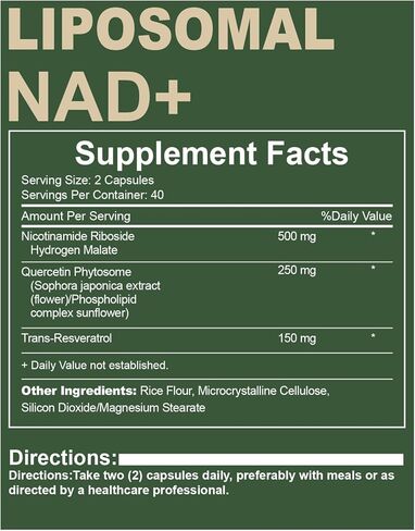 مكمل NAD ريسفيراترول مع NAD نيكوتيناميد ريبوسيد ريسفيراترول 900 مجم، تعزيز NAD+ للصحة الخلوية ومكافحة الشيخوخة والطاقة والتركيز - 80 كبسولة (قطعتان) in Kuwait