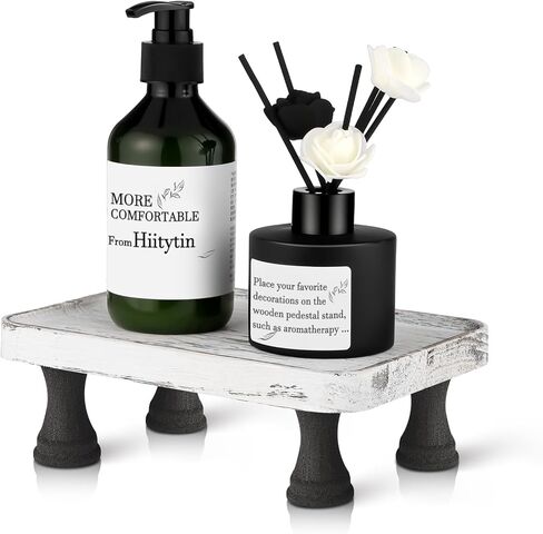 رافعة خشبية لطاولة المطبخ، رافعة المزرعة للعرض، حامل قاعدة خشبية صغيرة، حامل عرض ريفي مع مجموعة خالية من الأدوات، نمط ريفي فرنسي (أبيض) in Kuwait