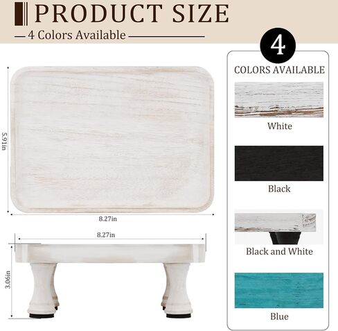Wood Riser for Kitchen Counter, Farmhouse Riser for Display, Small Wooden Pedestal Stand, Rustic Riser Display Stand with Tool-Free Assembly, French Country Style (White) in Saudi Arabia