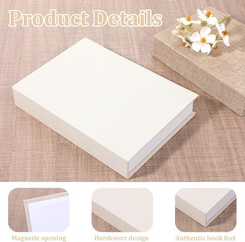 مجموعة 6 قطع من الكتب المزخرفة الصناعية لديكور المنزل، كتب صناعية من الكتان الحديث، صندوق تخزين الكتب المزيفة، صناديق على شكل كتاب لرف رف الكتب، 10.6 بوصة، 8.6 بوصة، 9.8 بوصة ارتفاع (أبيض، كاكي، بيج) in Kuwait