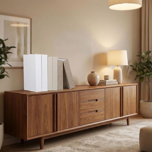 مجموعة 6 قطع من الكتب المزخرفة الصناعية لديكور المنزل، كتب صناعية من الكتان الحديث، صندوق تخزين الكتب المزيفة، صناديق على شكل كتاب لرف رف الكتب، 10.6 بوصة، 8.6 بوصة، 9.8 بوصة ارتفاع (أبيض، كاكي، بيج) in Kuwait