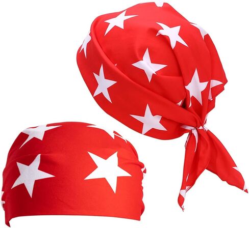 Red with White Stars Bandana 80s Retro Wrestler Headband for Halloween Cosplay Themed Parties (2pcs Red) in Saudi Arabia