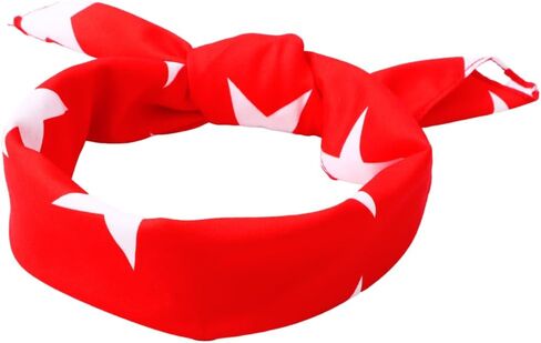 Red with White Stars Bandana 80s Retro Wrestler Headband for Halloween Cosplay Themed Parties (2pcs Red) in Saudi Arabia