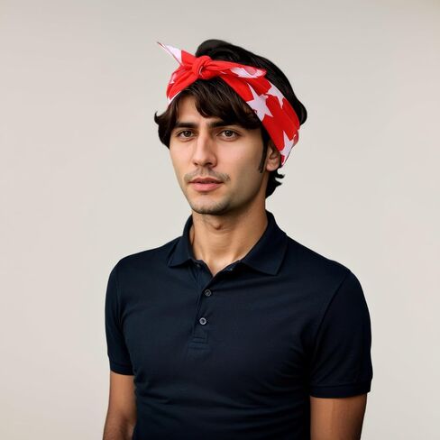 Red with White Stars Bandana 80s Retro Wrestler Headband for Halloween Cosplay Themed Parties (2pcs Red) in Saudi Arabia