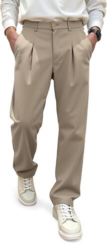 JMIERR Men's Baggy Pants Pleated Wide Leg Casual Dress Loose Fit Slacks Trousers in Saudi Arabia