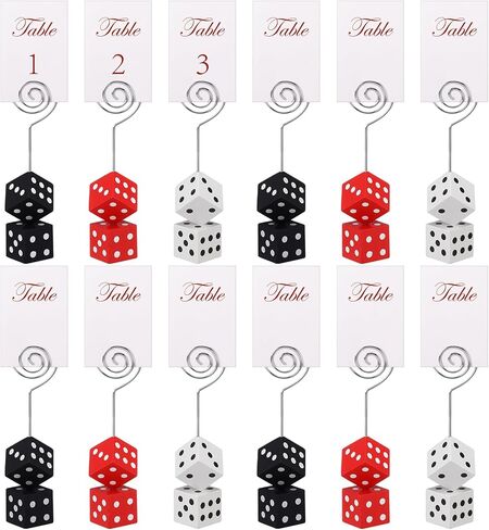 6 Pcs Dice Table Number Dice Place Card Holders Casino Game Kit Includes Table Number Cards Casino Place Card Holders Party Supplies Casino Wedding Decoration in Saudi Arabia