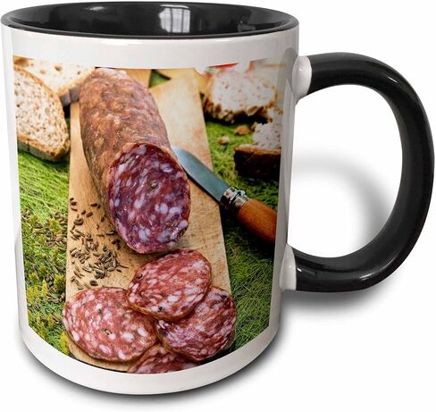 3dRose mug_137928_2 Cuisine, Finocchiona, Tuscan Salami, Florence, Italy Eu16 Nto0465 Nico Tondini Ceramic Mug, 15-Ounce in Saudi Arabia