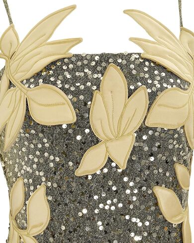 JW PEI Women's Araminta Sequined Gown with Floral Details - Gold in Saudi Arabia