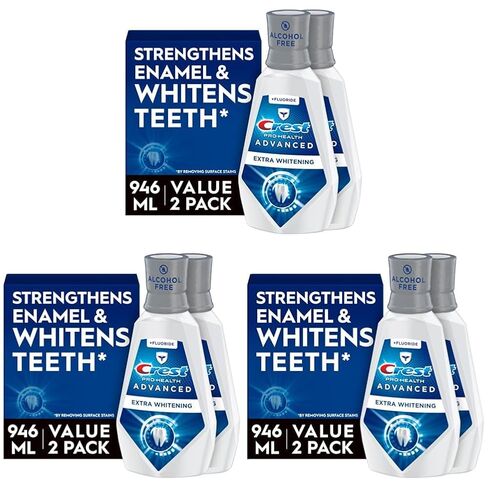 Crest Pro-Health Advanced Mouthwash, Alcohol Free, Extra Whitening, Energizing Mint Flavor, 2x946mL (32 fl oz) in Kuwait