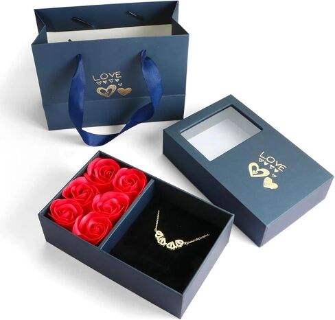 Full Gift Box Set 925 Sterling Silver 18K Yellow Gold To My Girlfriend Necklace, Cute Things As Four Leaf Clover Pendant Necklace for Soulmate, Crystal Heart Necklaces Rose Box for Girlfriend in Saudi Arabia