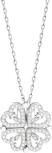 Full Gift Box Set 925 Sterling Silver 18K Yellow Gold To My Girlfriend Necklace, Cute Things As Four Leaf Clover Pendant Necklace for Soulmate, Crystal Heart Necklaces Rose Box for Girlfriend in Saudi Arabia