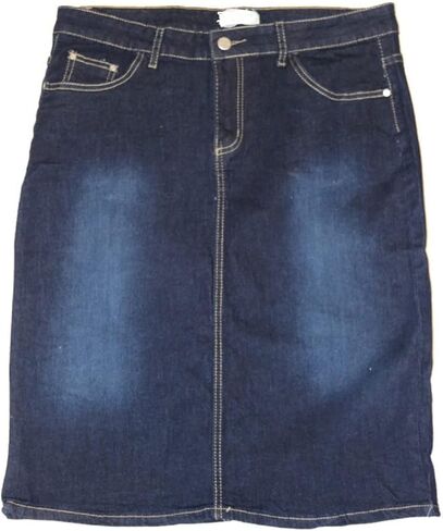 Plus Size Women Knee high Stretch 5 Pocket Denim Skirt in Saudi Arabia