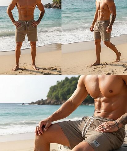 Men's Corduroy Shorts Casual Elastic Waist Drawstring Lightweight Summer Beach Shorts in Saudi Arabia