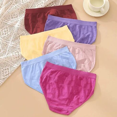 6-Pack Set Women’s Triangle Underwear, Seamless Solid Comfortable, Breathable and Stylish for Everyday Wear in Saudi Arabia
