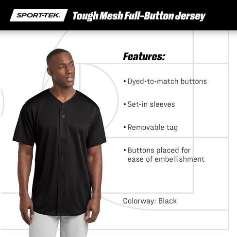 SPORT-TEK Men's PosiCharge Tough Mesh Full Button Jersey in Saudi Arabia