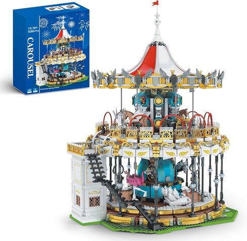 Sosuy 2174+ Pieces Roller Coaster Building Blocks Set - Electrical Funfair Pirate Ship Track Amusement Park Construction Blocks Toys Model with Motors - Birthday Gift Idea for Boys and Adults in Saudi Arabia